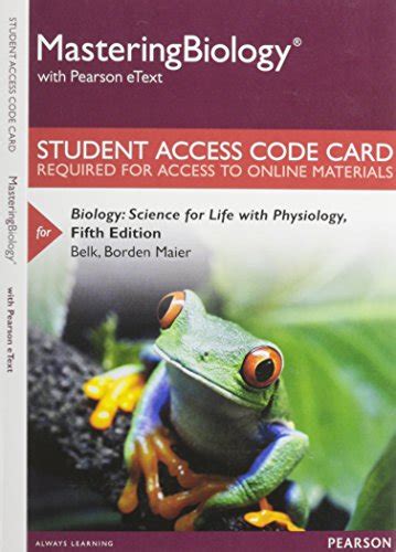 Get your Modified MasteringBiology with Pearson eText -- Standalone Access Card -- for Biology Life on Earth with Physiology here today at the official Casper College Bookstore site. . Modified mastering biology with pearson etext